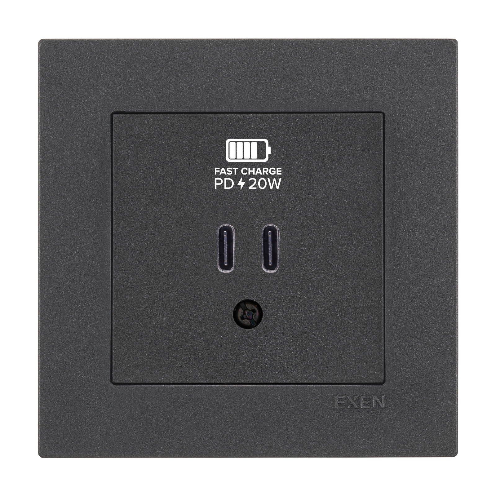 KARELL ANTRASİT 2X USB Şarj Prizi Type-C