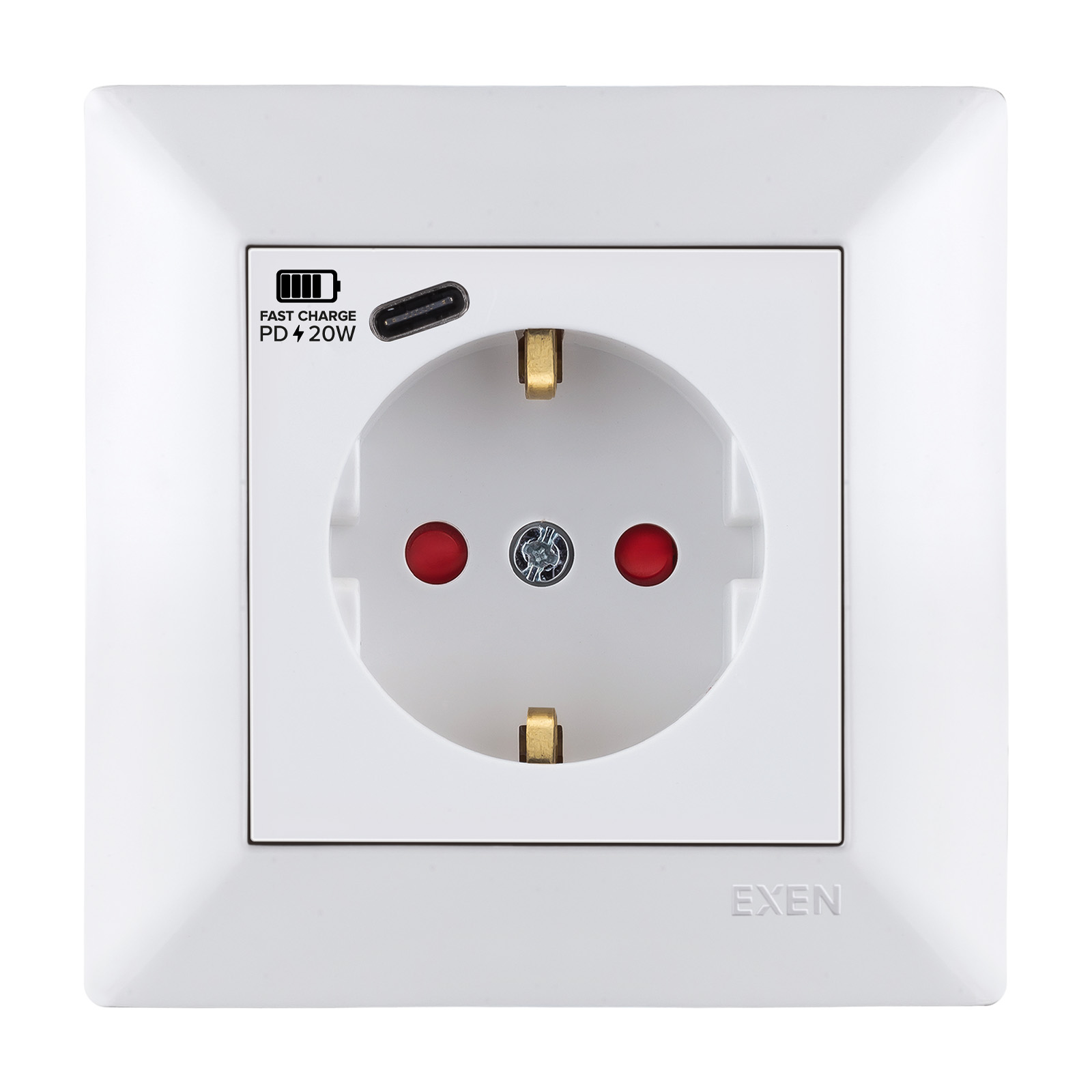 ODAK BEYAZ Topraklı Priz + Type-C