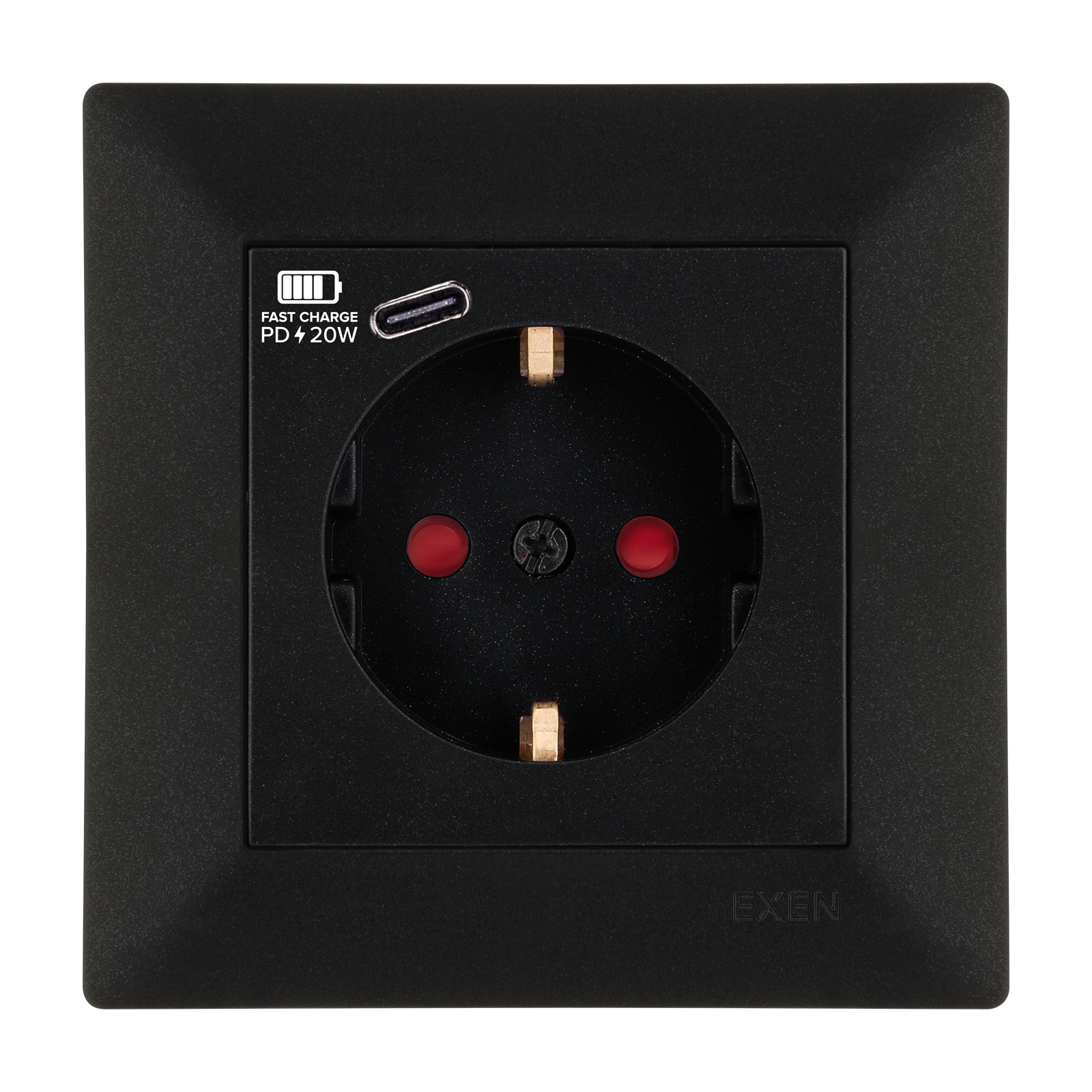 ODAK METALİK SİYAH Topraklı Priz + Type-C