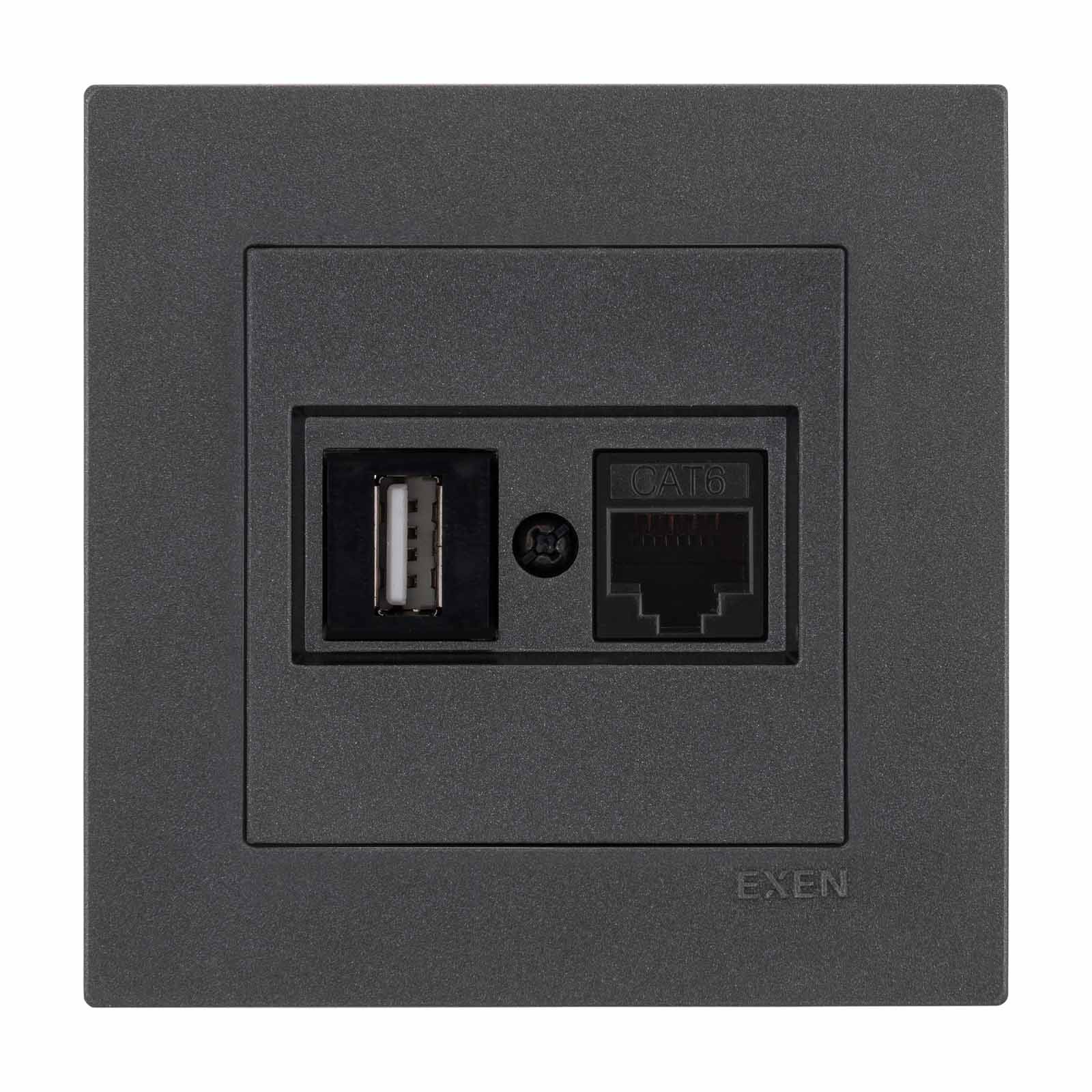 KARELL ANTRASİT DATA+USB Prizi Jaklı (Şarj Edemez)