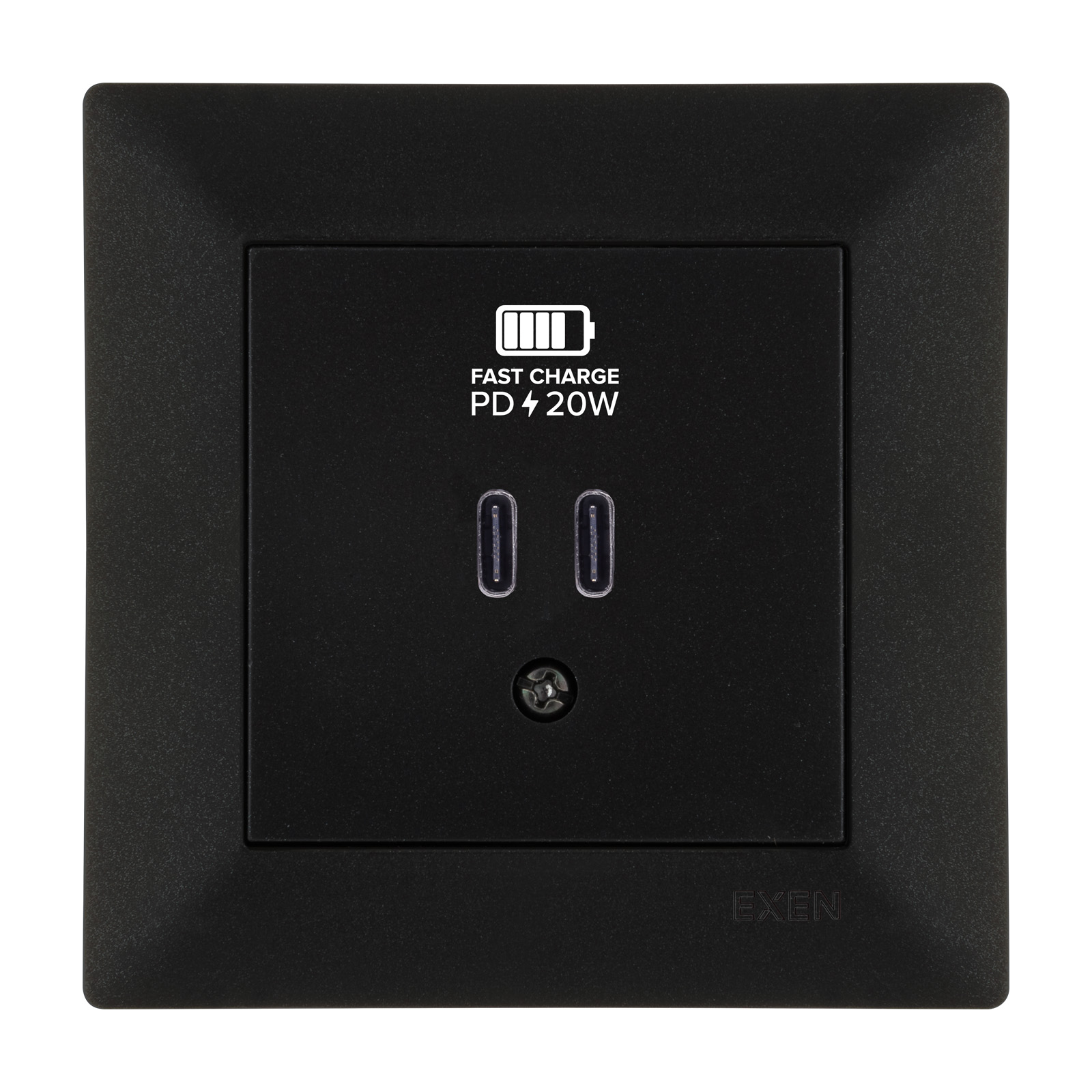 ODAK METALİK SİYAH 2X USB Şarj Prizi Type-C