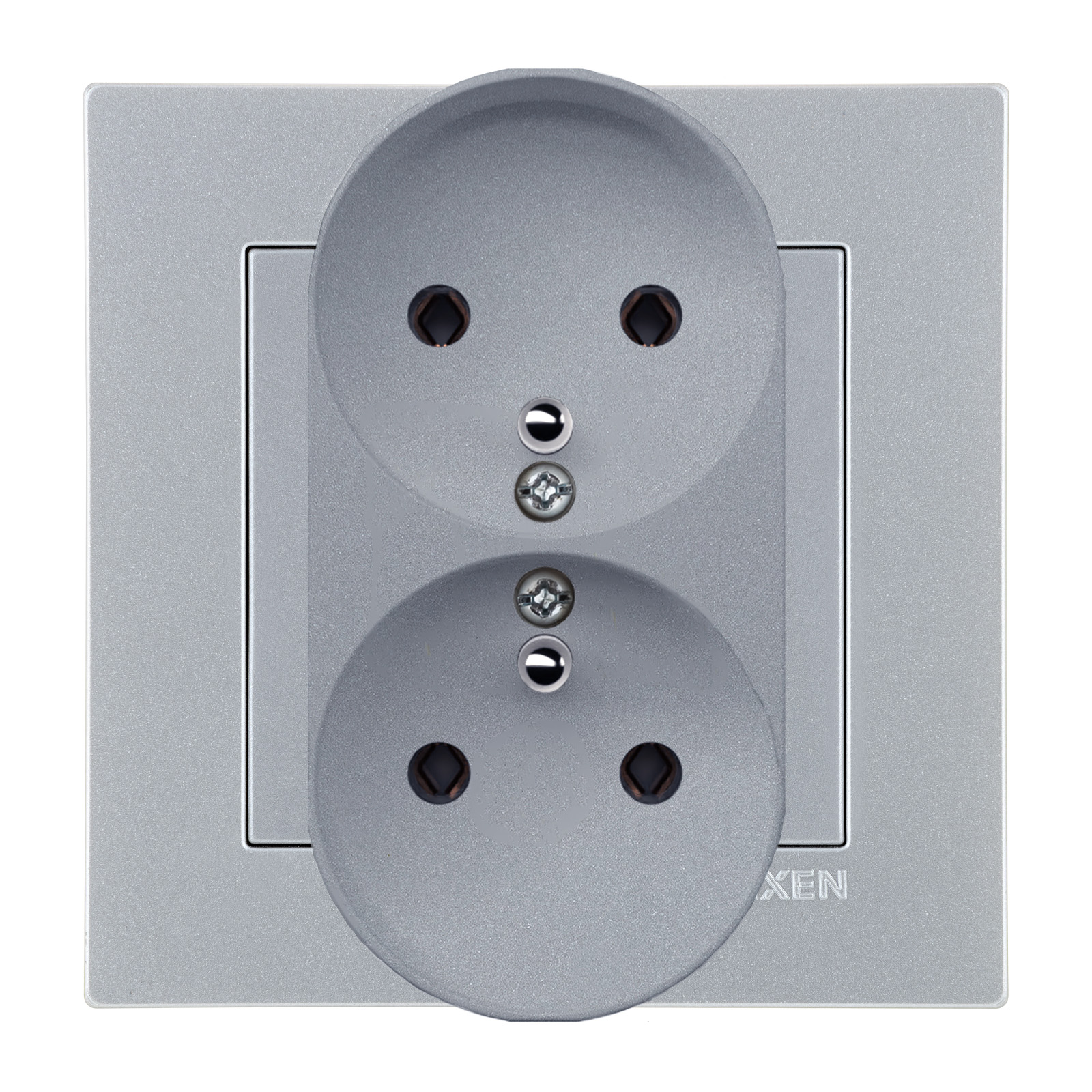 KARELL GÜMÜŞ İkili UPS Topraklı Priz (Tekli Çerçeve)