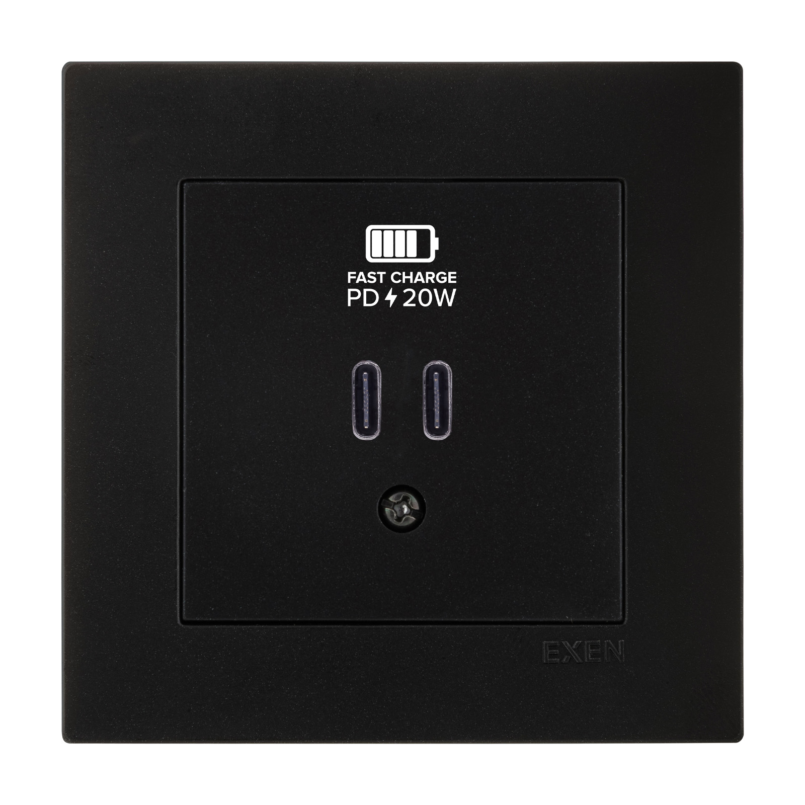 KARELL METALİK SİYAH 2X USB Şarj Prizi Type-C