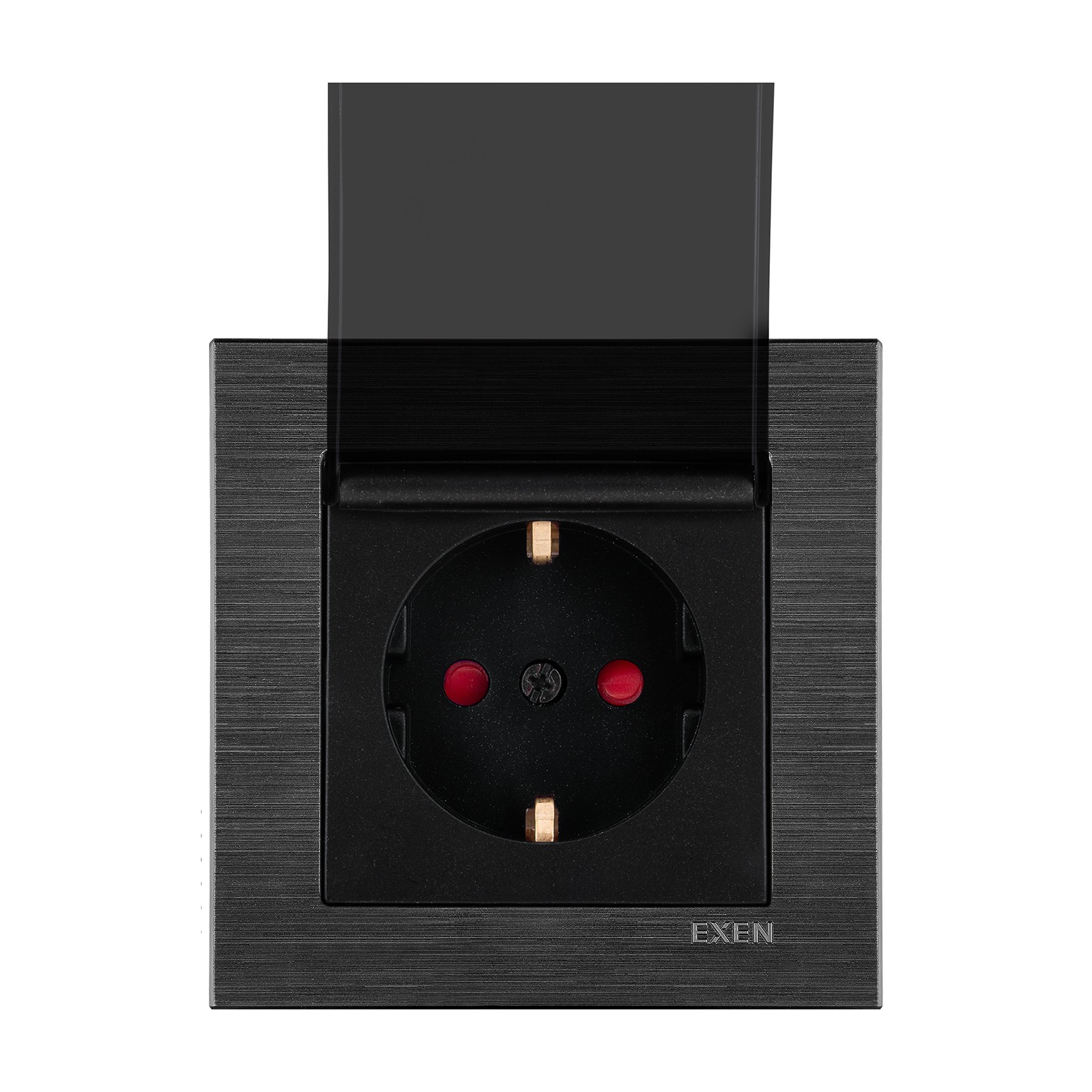 COMFORT SPACE BLACK - METALİK SİYAH Kapaklı Çocuk Korumalı Topraklı Priz