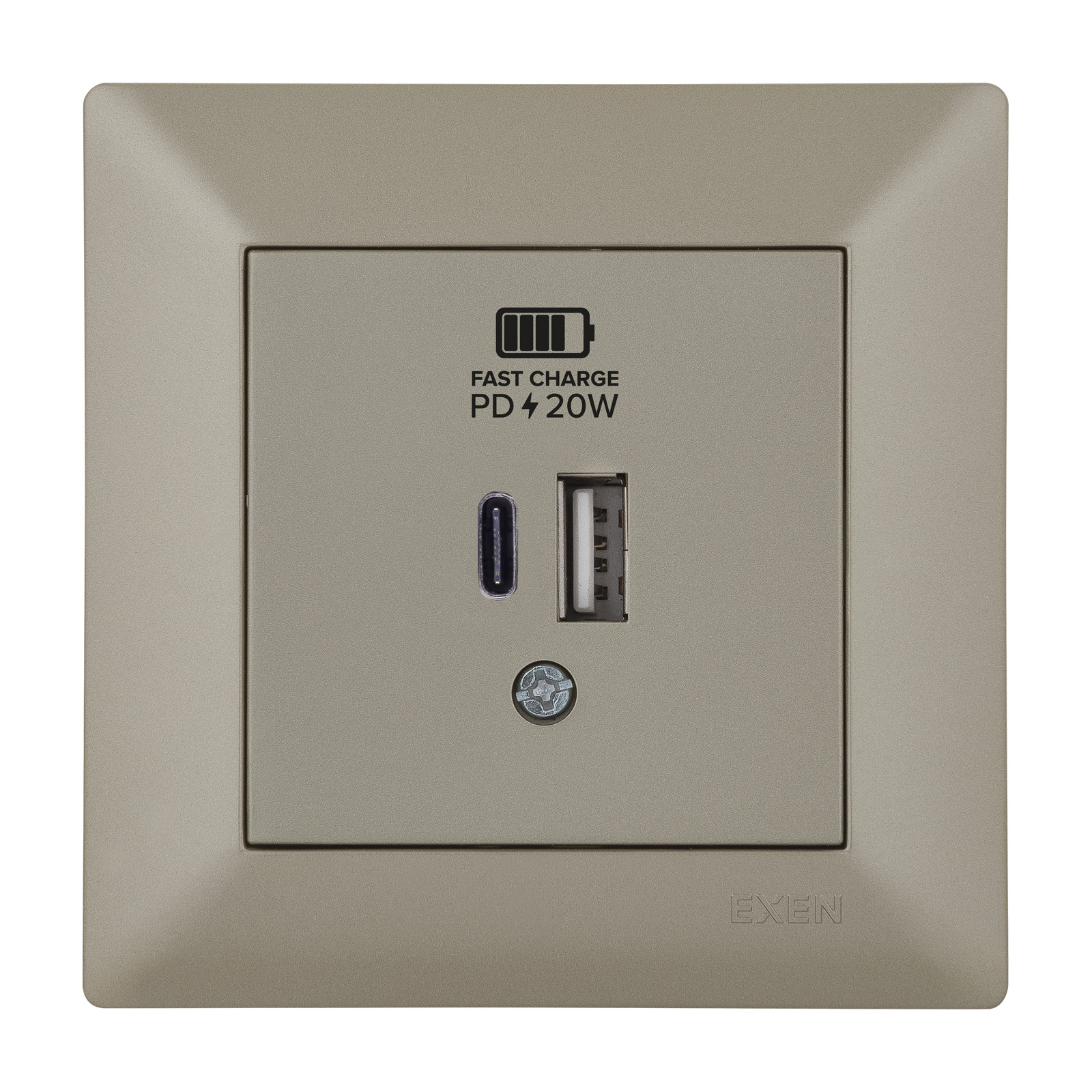 ODAK TİTANYUM 2X USB Şarj Prizi Type-C + Type-A