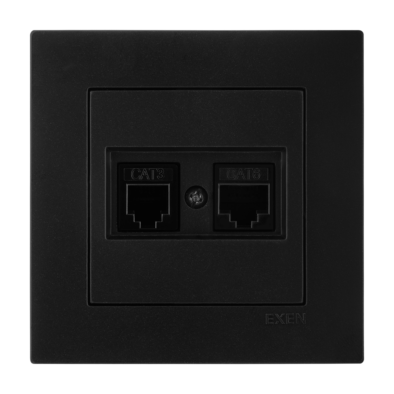 KARELL METALİK SİYAH Data CAT6 + Nümeris Telefon Prizi CAT3