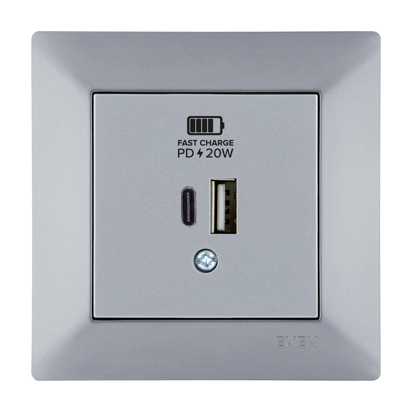 ODAK GÜMÜŞ 2X USB Şarj Prizi Type-C + Type-A