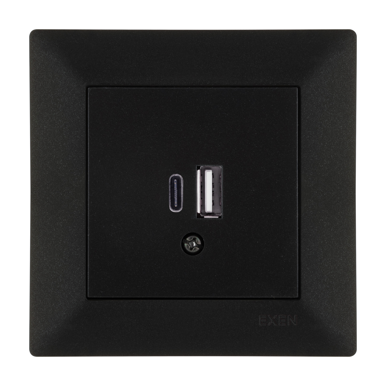 ODAK METALİK SİYAH 2X USB Şarj Prizi Type-C + Type-A