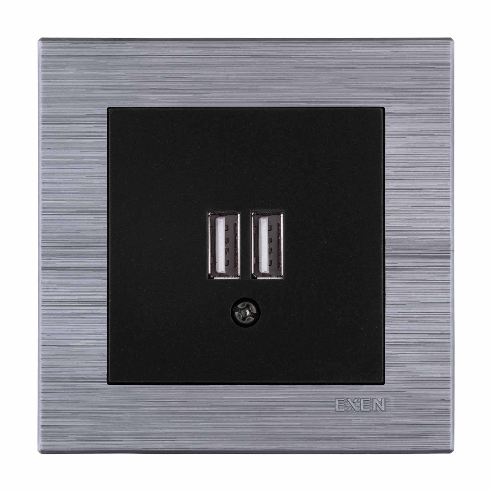 COMFORT IRON - METALİK SİYAH 2X USB Şarj Prizi