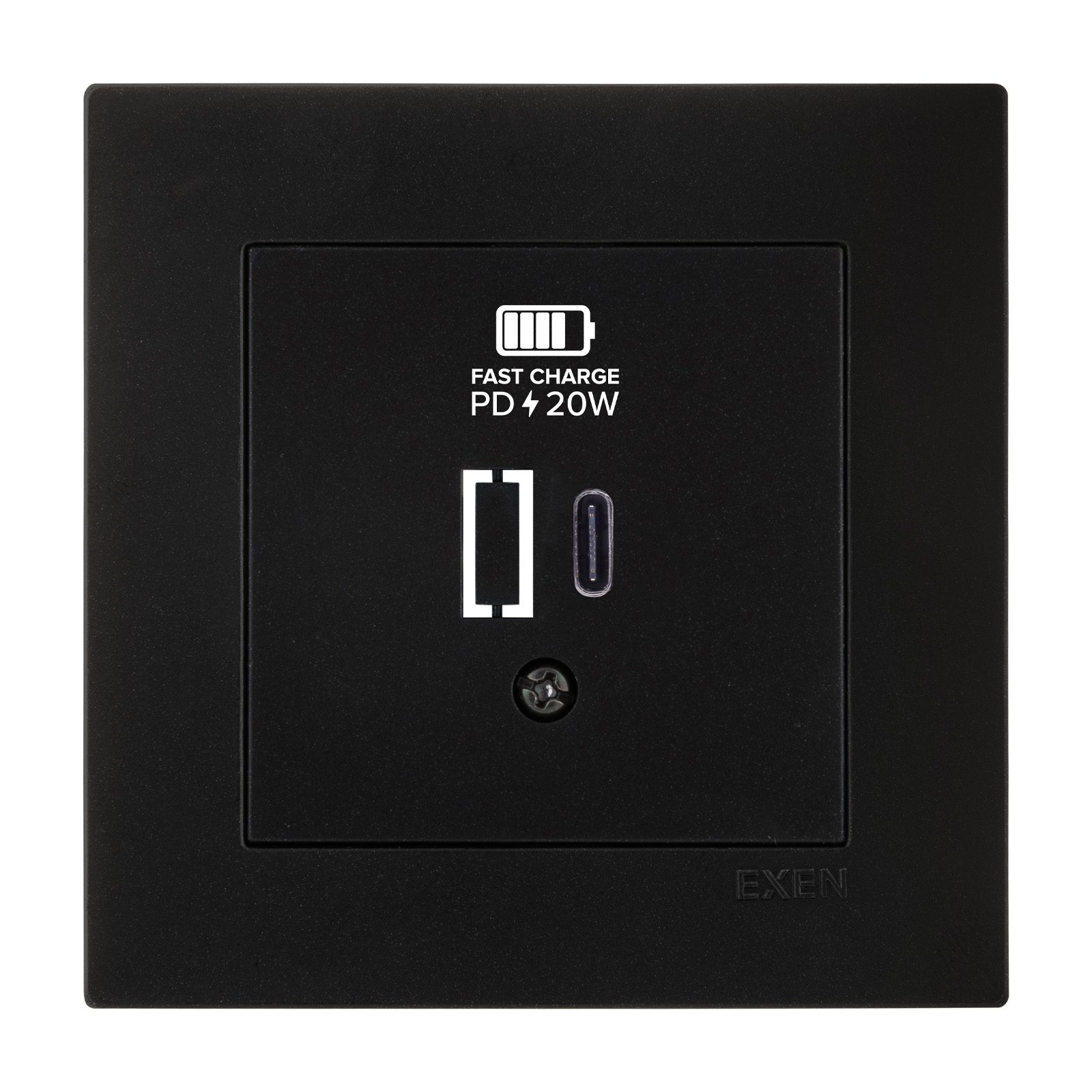 KARELL METALİK SİYAH USB Şarj Prizi Type-C 