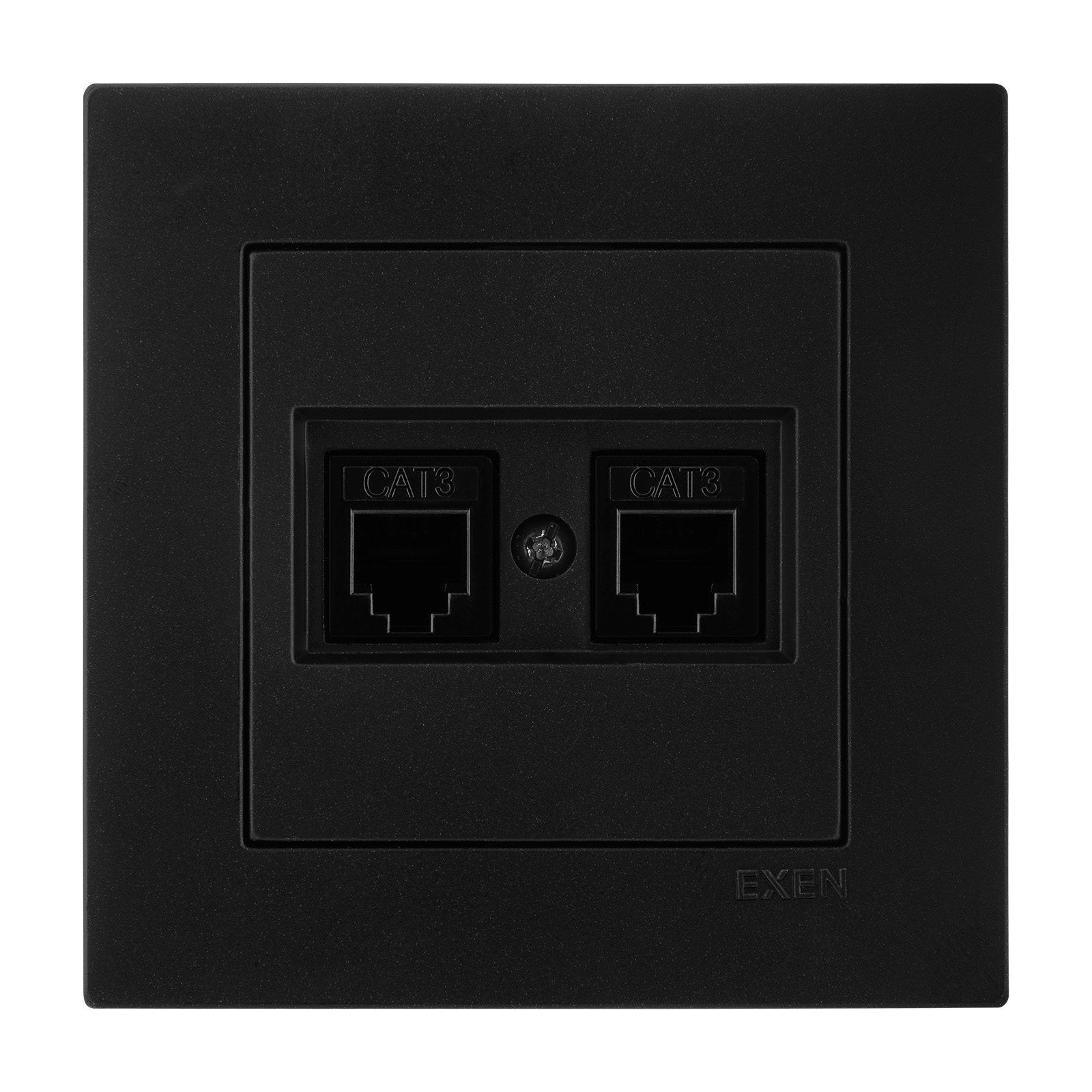 KARELL METALİK SİYAH İkili Nümeris Telefon Prizi (2xRJ45 CAT3)