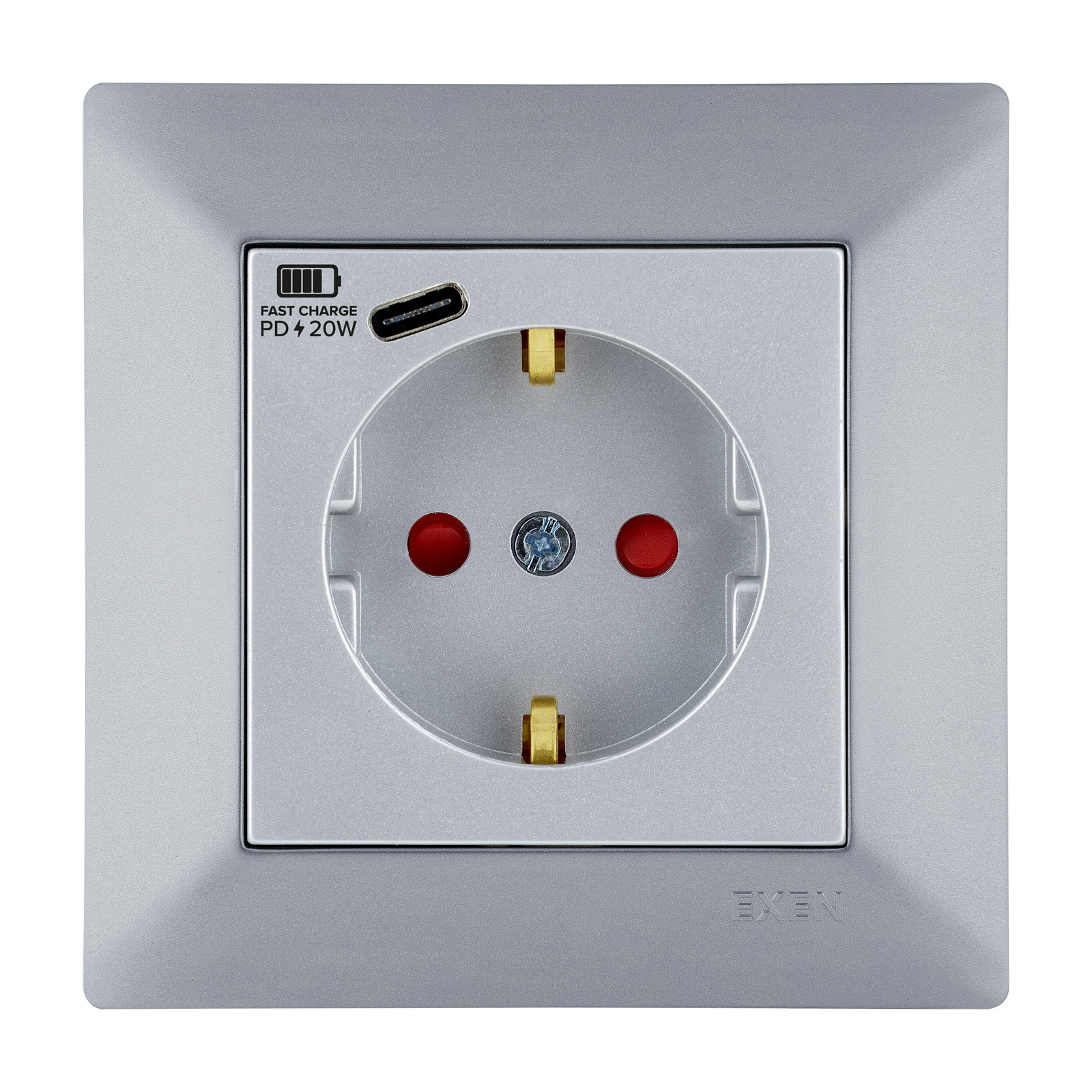 ODAK GÜMÜŞ Topraklı Priz + Type-C