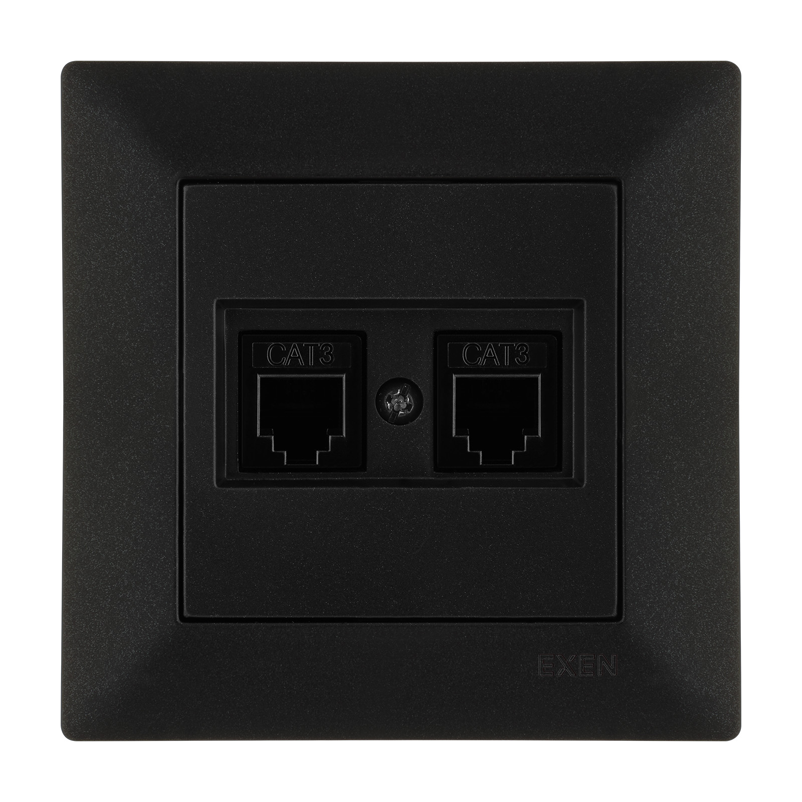 ODAK METALİK SİYAH İkili Nümeris Telefon Prizi (2xRJ45 CAT3)
