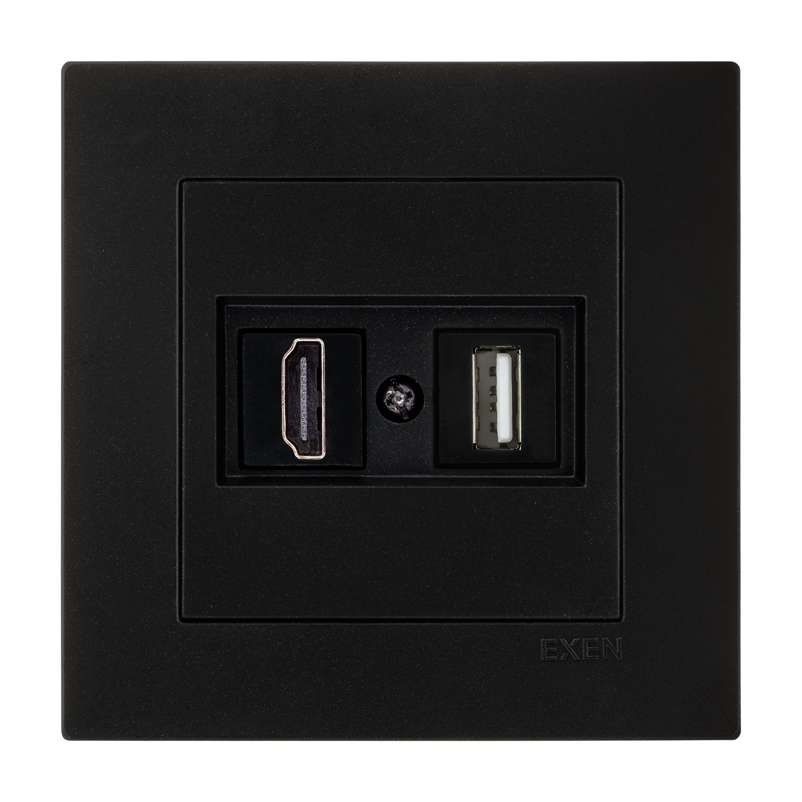 KARELL METALİK SİYAH HDMI+USB Prizi Jaklı (Şarj Edemez)