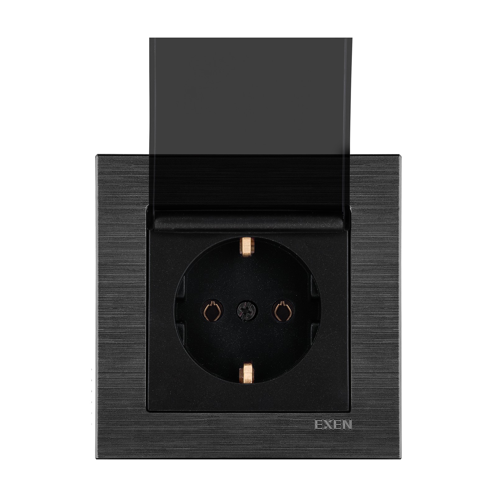 COMFORT SPACE BLACK - METALİK SİYAH Kapaklı Topraklı Priz