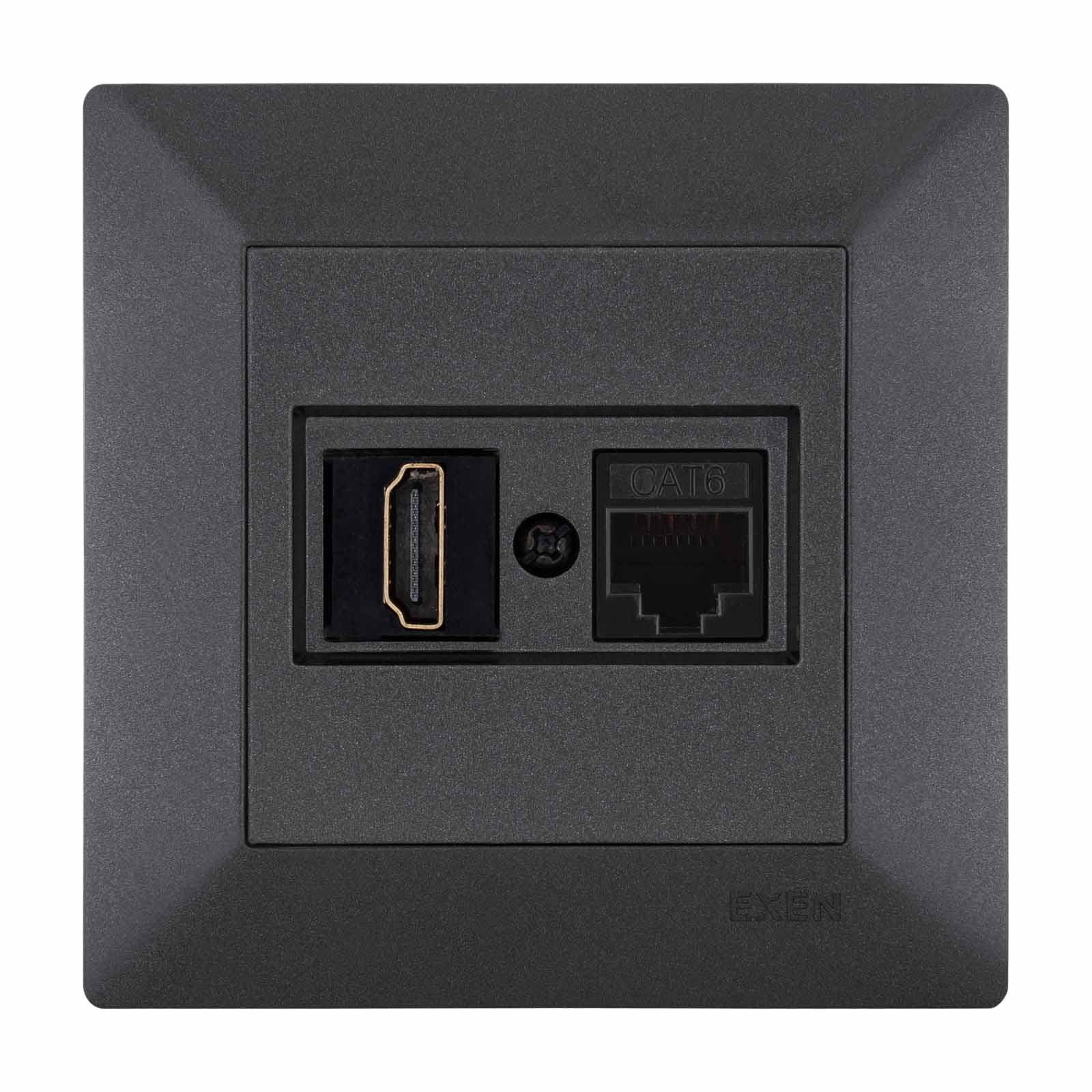ODAK ANTRASİT HDMI+DATA Priz Jaklı