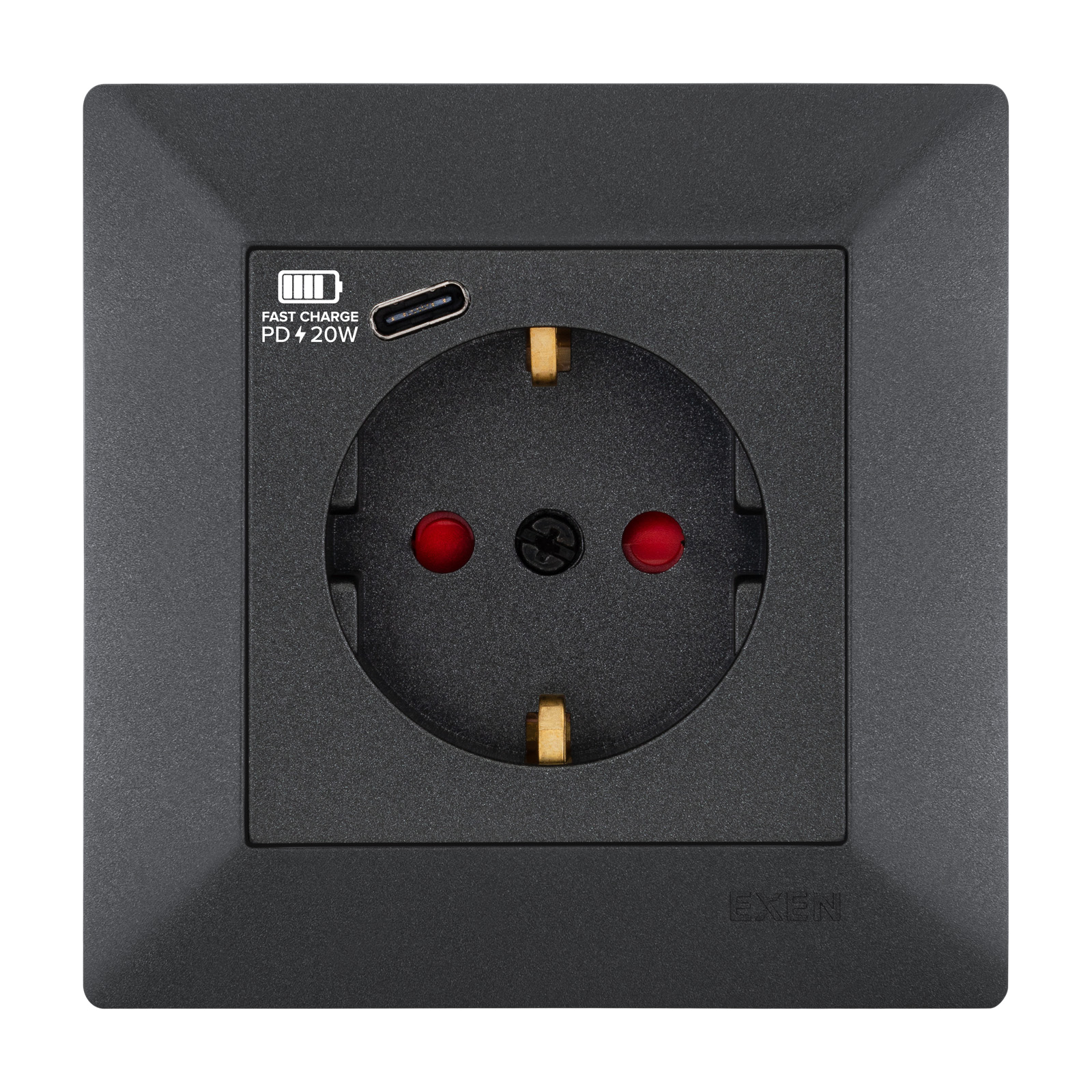 ODAK ANTRASİT Topraklı Priz + Type-C