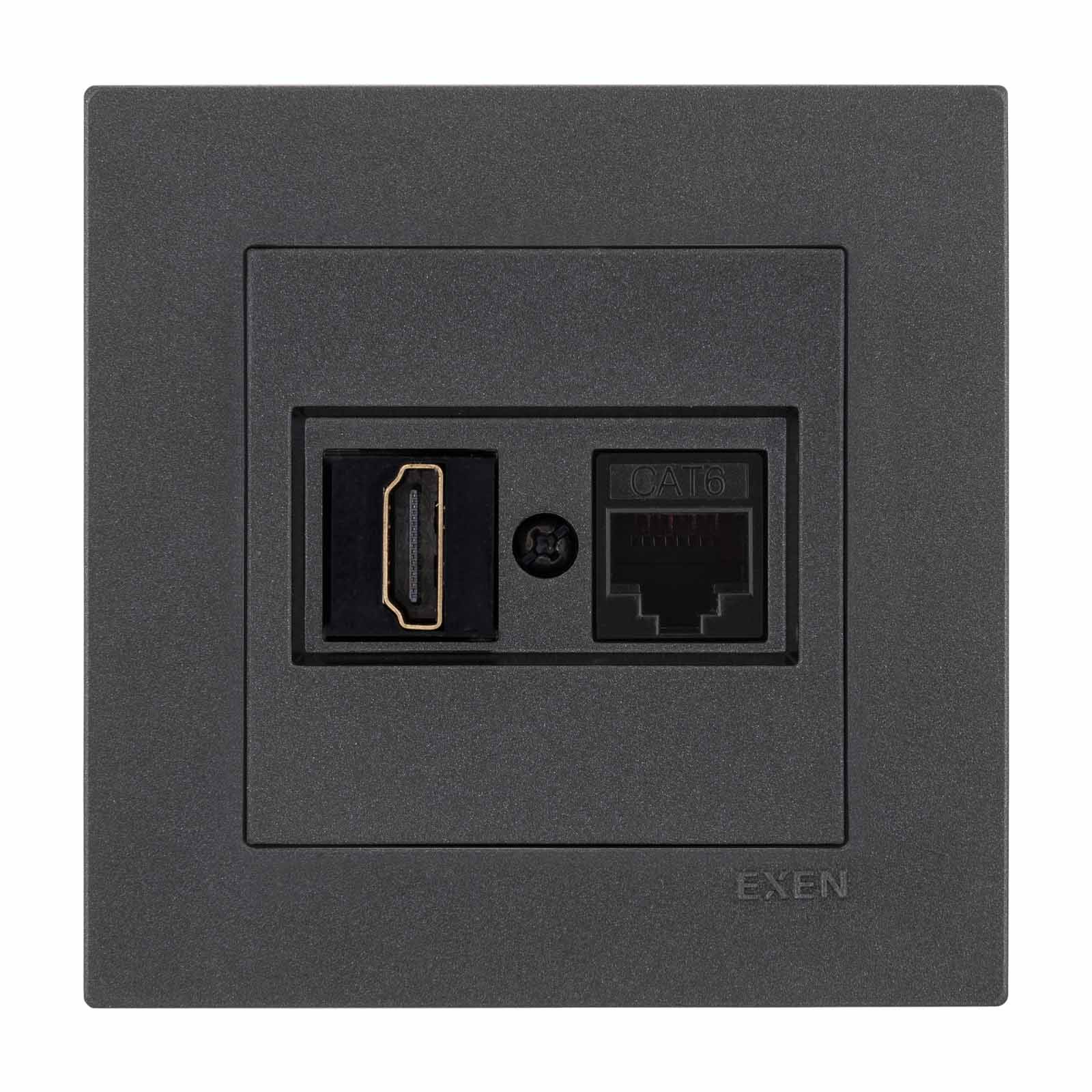 KARELL ANTRASİT HDMI+DATA Priz Jaklı
