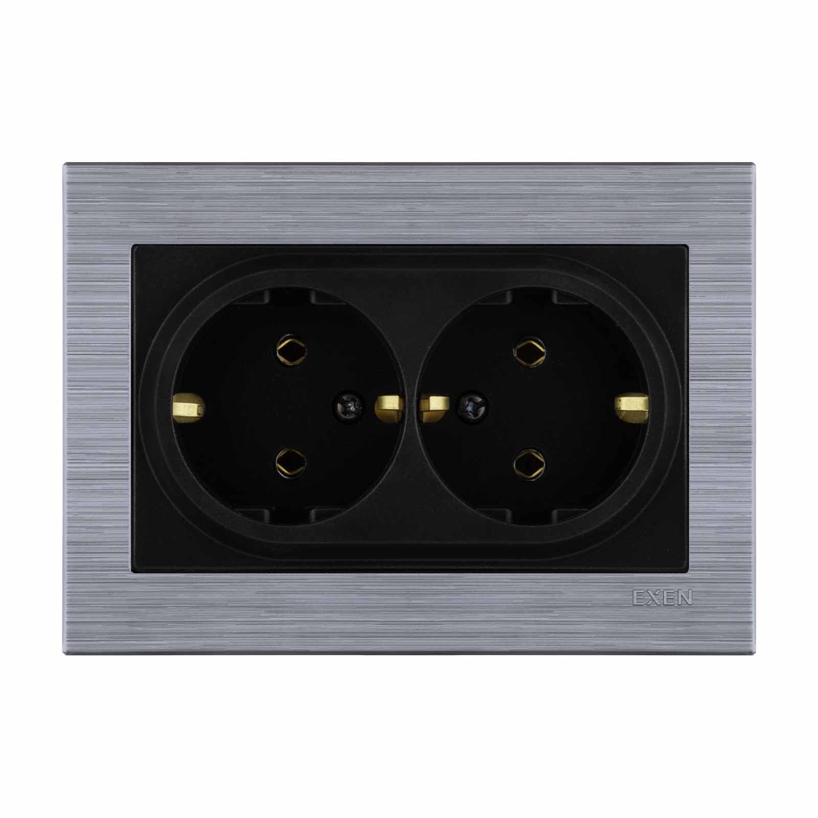 COMFORT IRON - METALİK SİYAH İkili Topraklı Priz