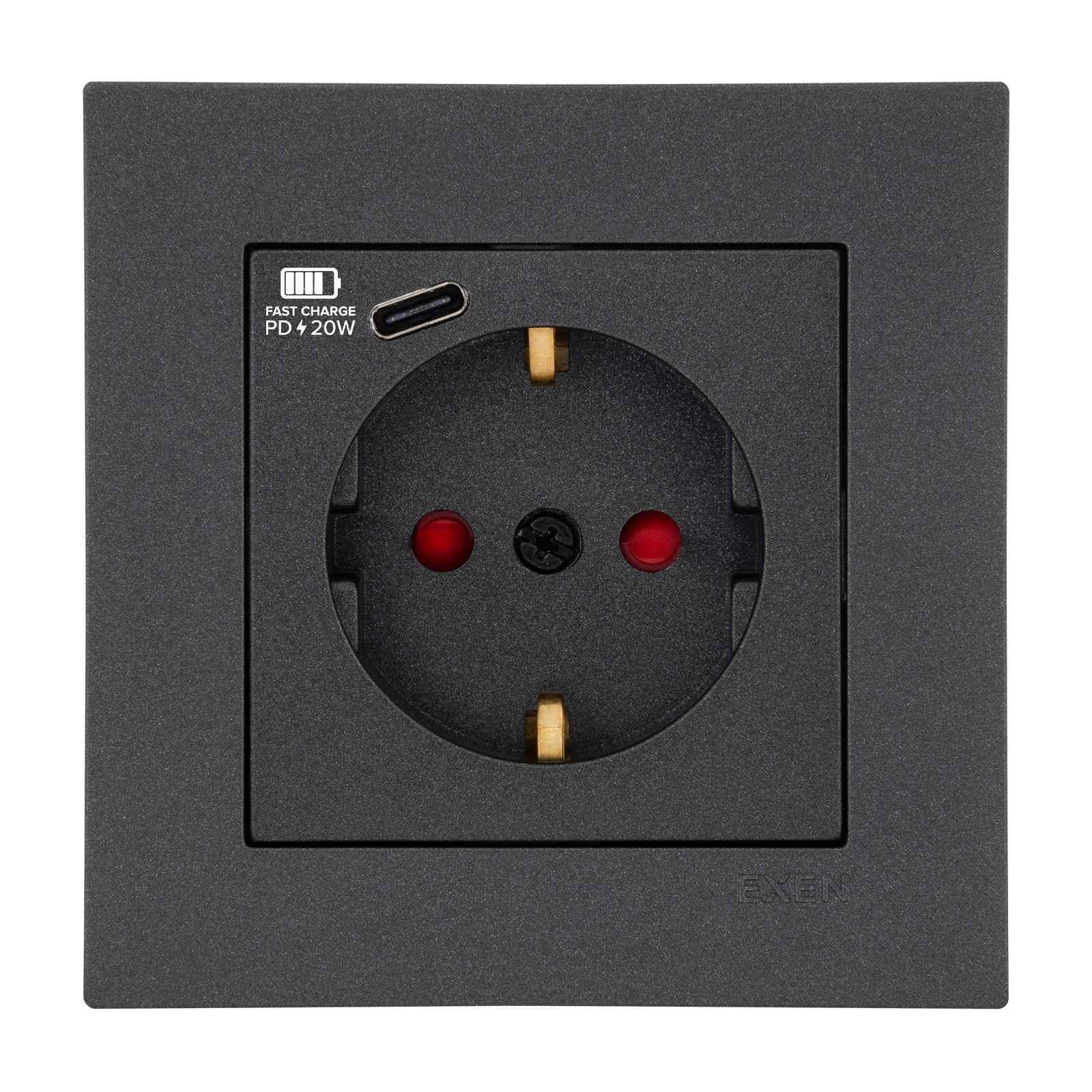 KARELL ANTRASİT Topraklı Priz + Type-C