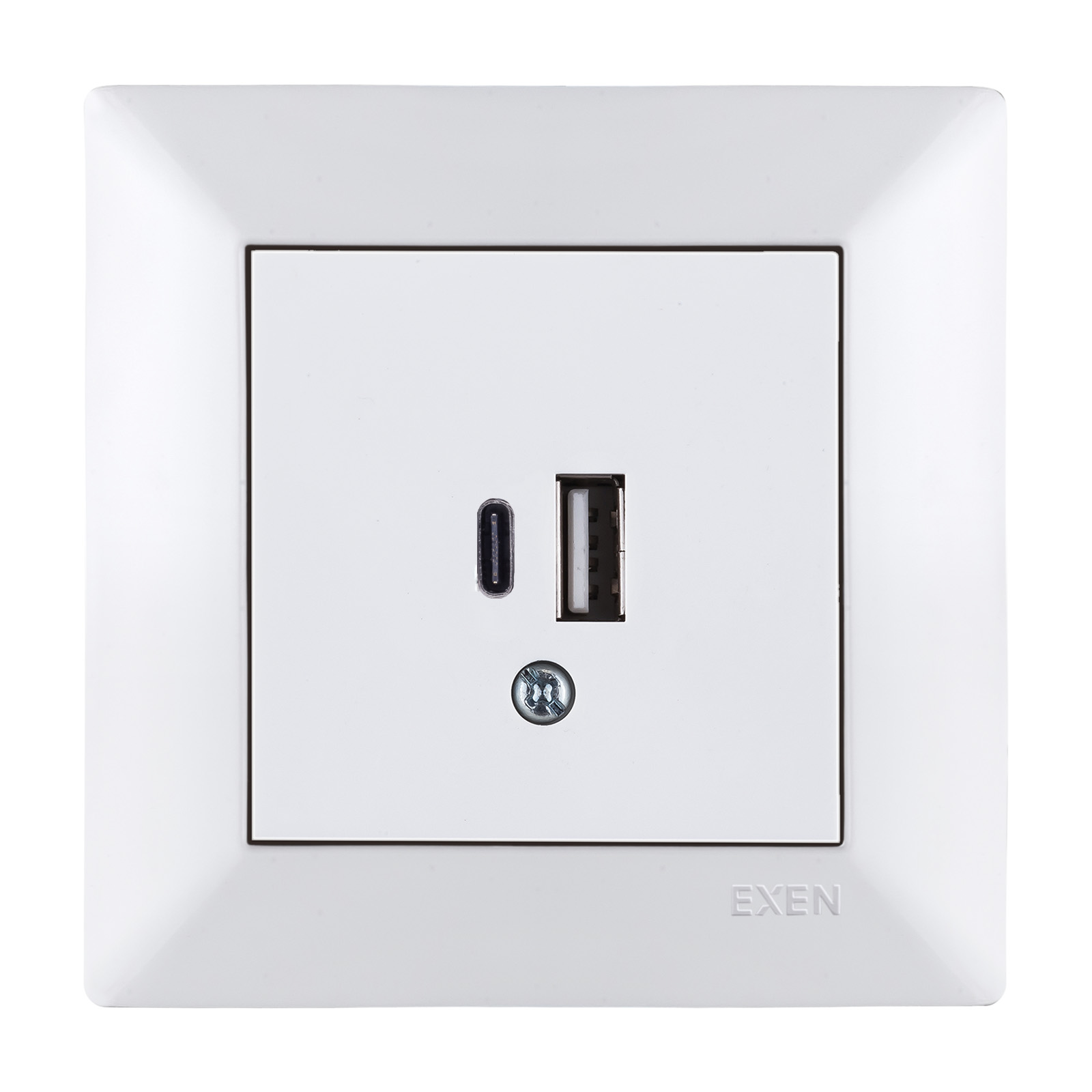 ODAK BEYAZ 2X USB Şarj Prizi Type-C + Type-A