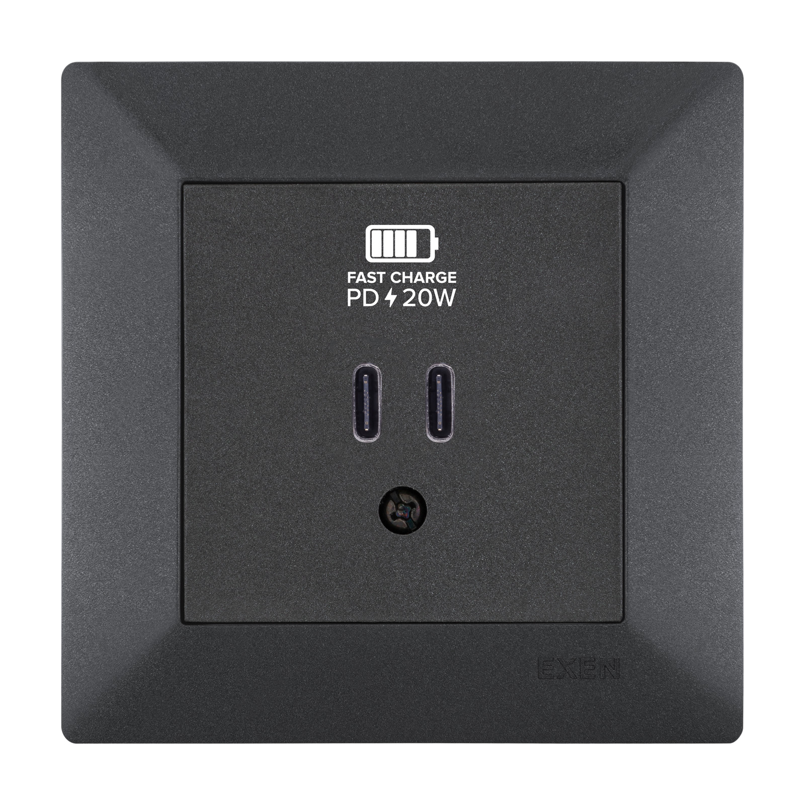 ODAK ANTRASİT 2X USB Şarj Prizi Type-C