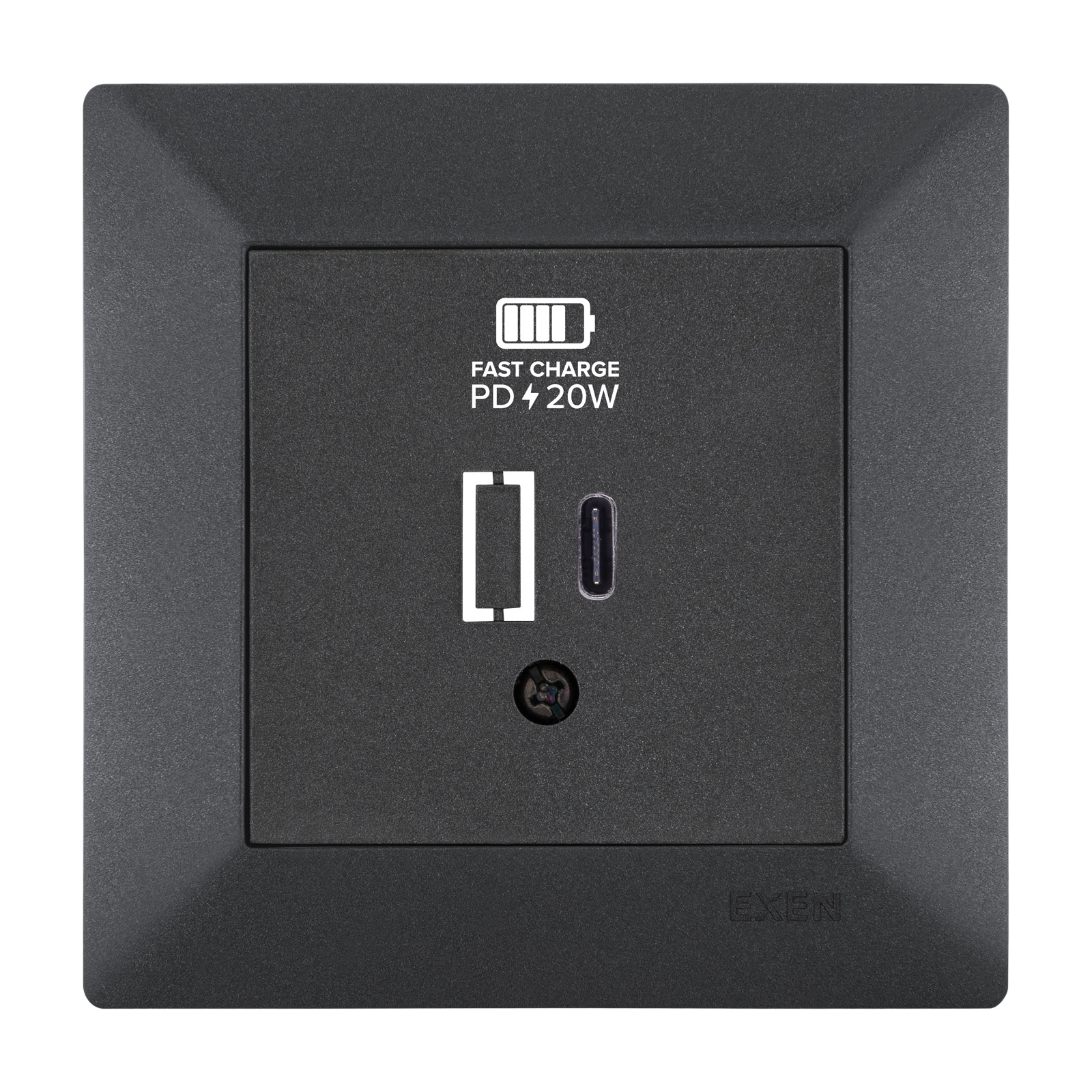 ODAK ANTRASİT USB Şarj Prizi Type-C 