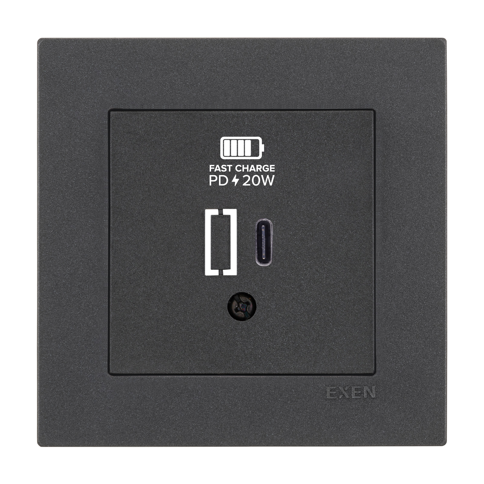 KARELL ANTRASİT USB Şarj Prizi Type-C 