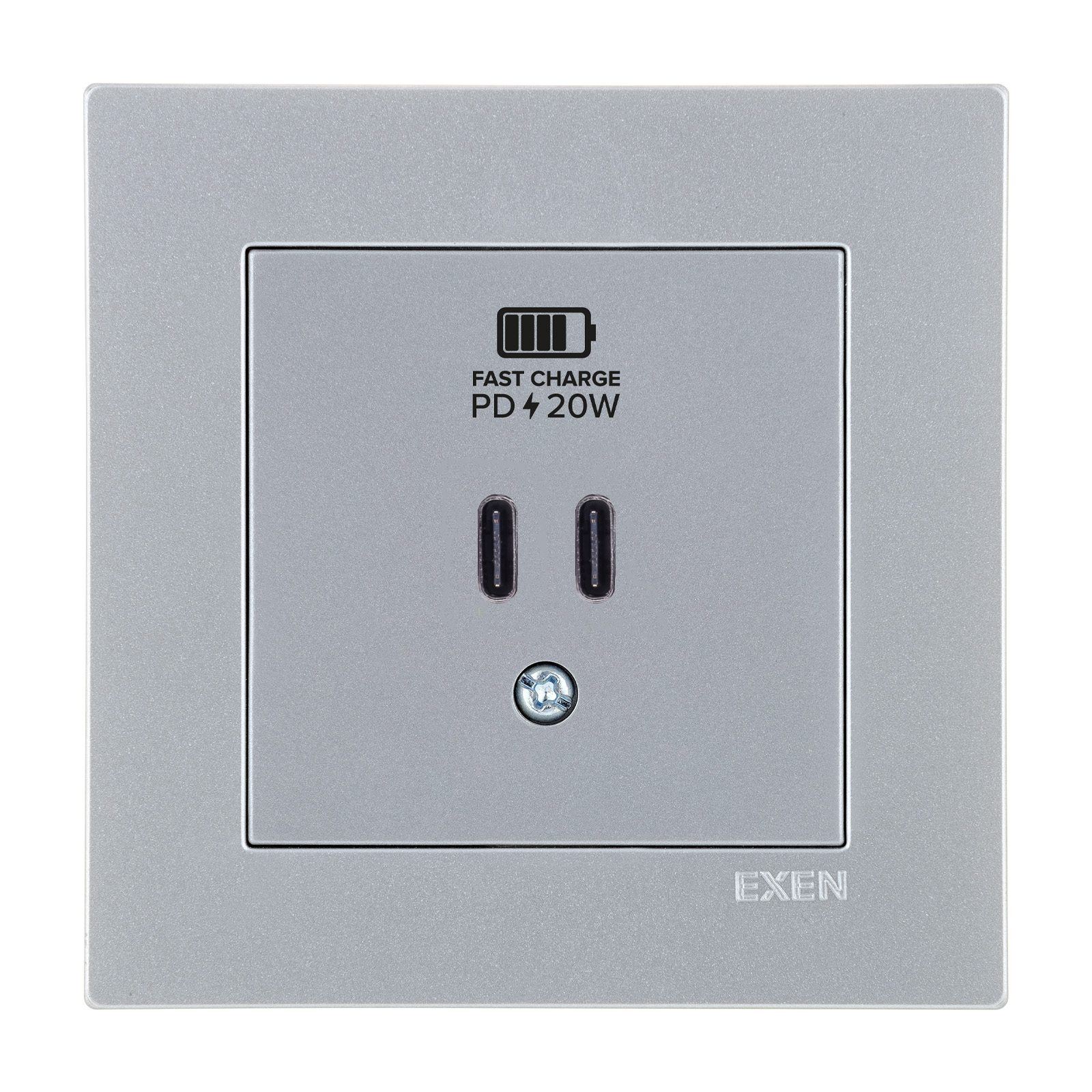 KARELL GÜMÜŞ 2X USB Şarj Prizi Type-C