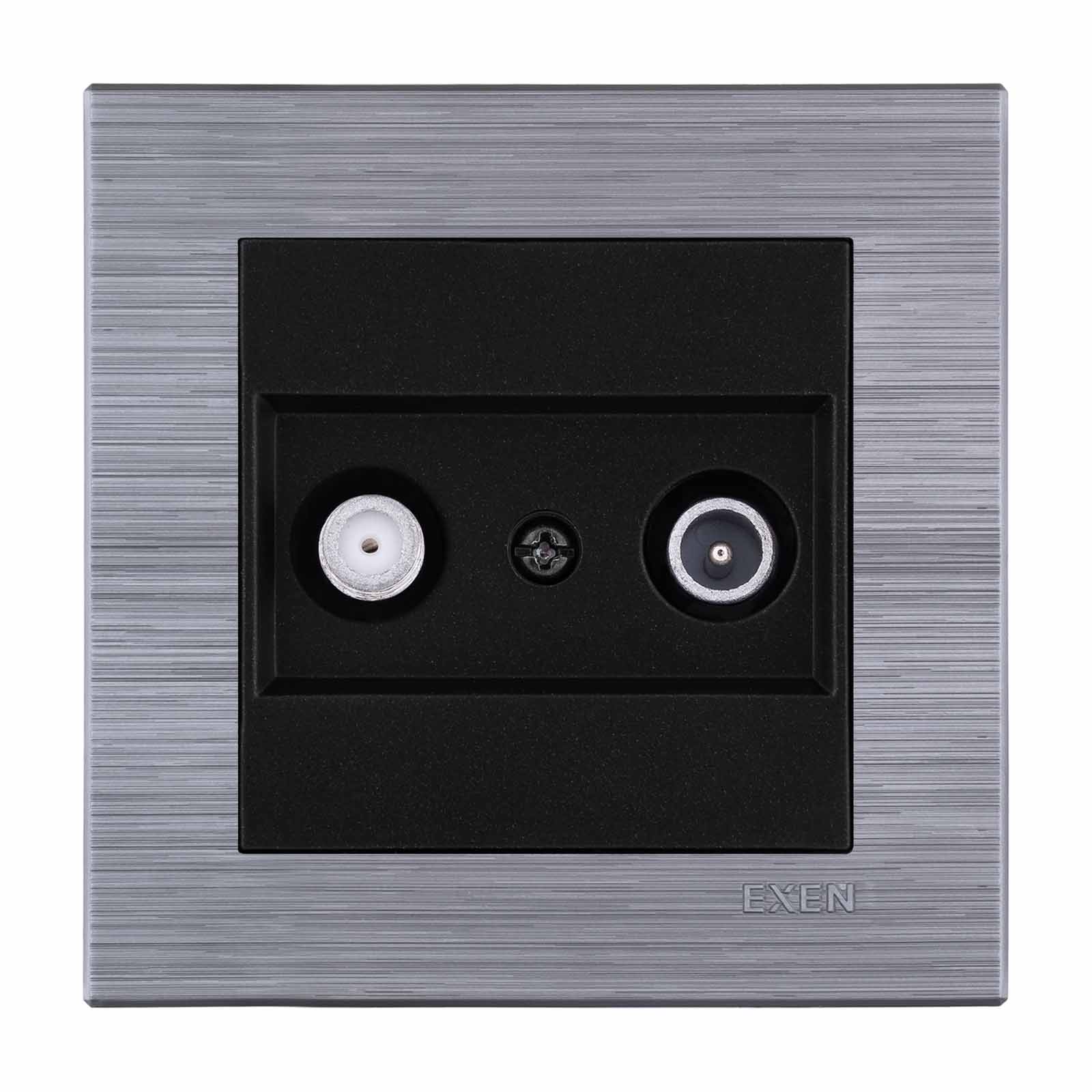 COMFORT IRON - METALİK SİYAH TV-SAT Prizi Geçişli 