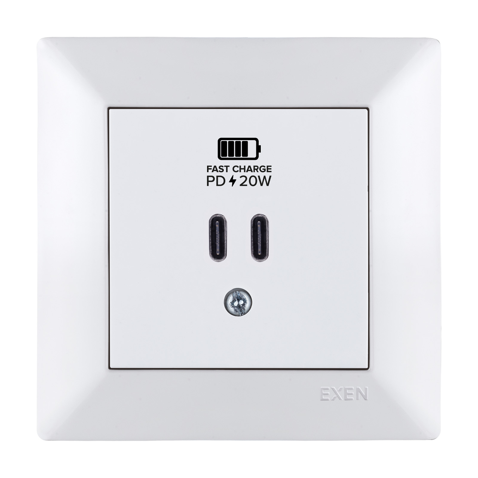 ODAK BEYAZ 2X USB Şarj Prizi Type-C