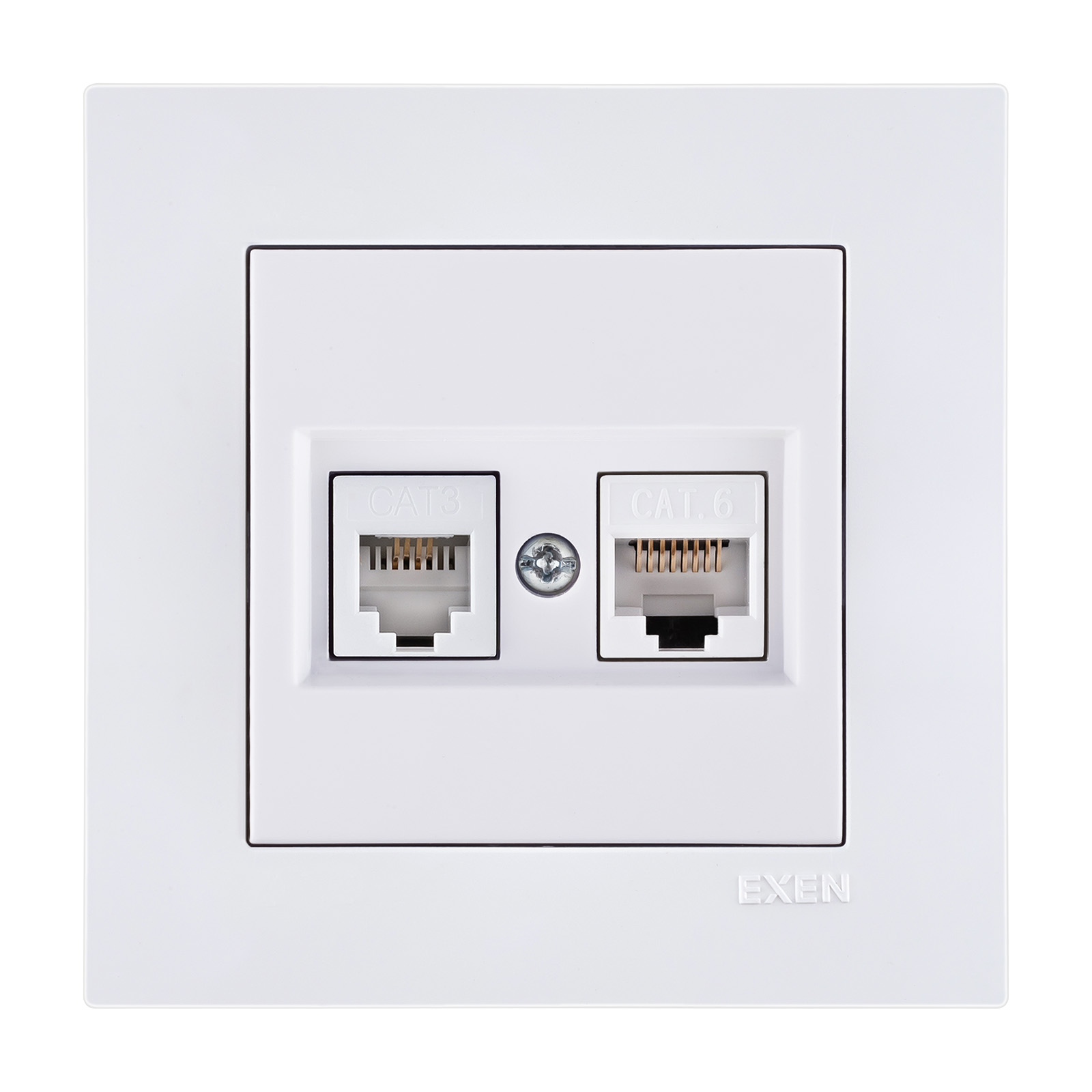 KARELL BEYAZ Data CAT6 + Nümeris Telefon Prizi CAT3