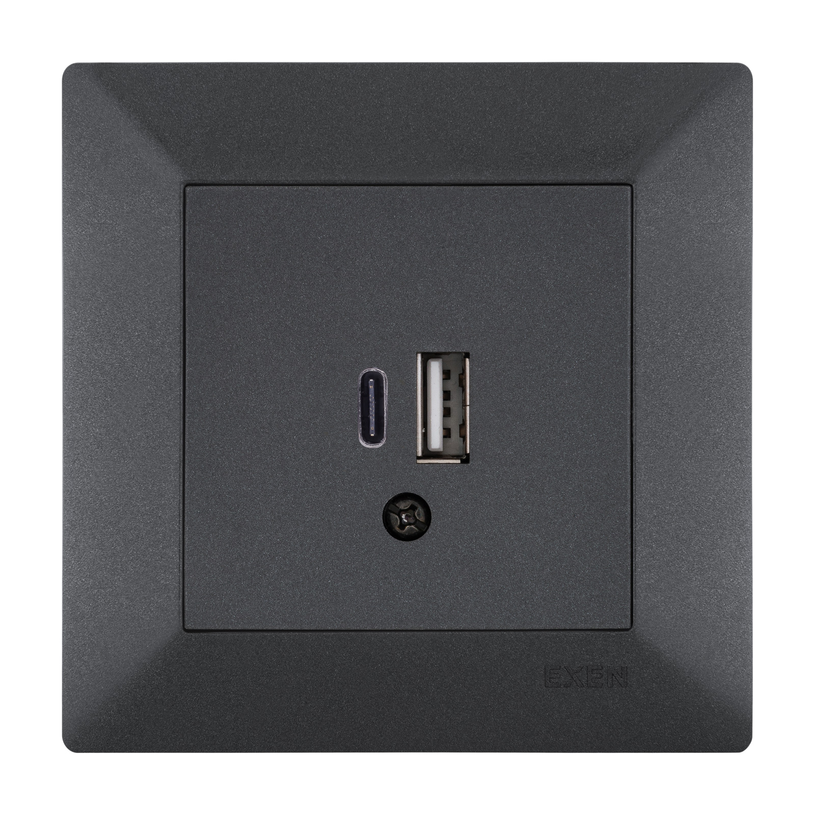 ODAK ANTRASİT 2X USB Şarj Prizi Type-C + Type-A