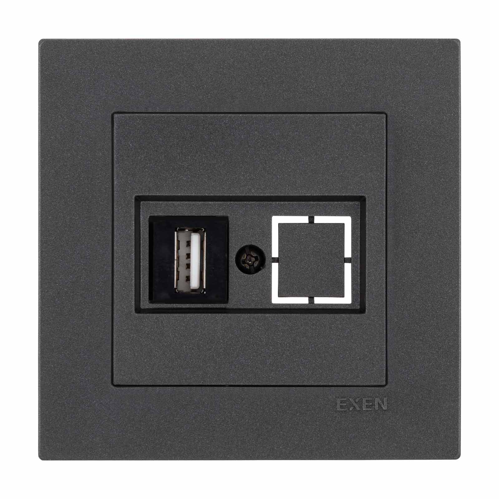 KARELL ANTRASİT USB Prizi Jaklı (Şarj edemez)
